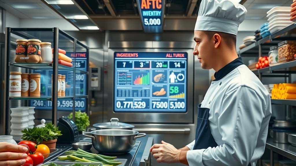 inventory management ai in restaurants chef monitoring inventory digital dashboard