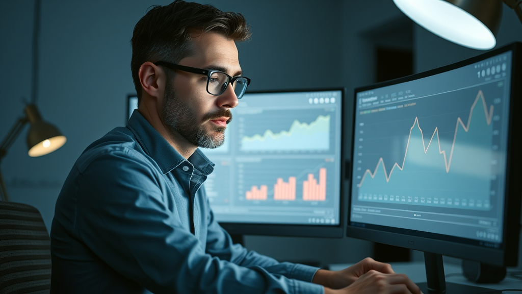 analyst reviewing Google Analytics dashboard for real-time organic traffic insights and strategy refinement