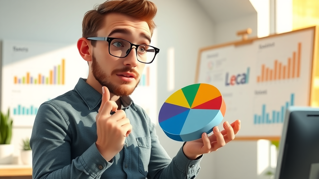 marketer analyzing statistics for local google searches and business visibility, local search intent