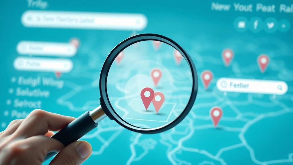 algorithm update essentials, digital map, location pins, search bars for local businesses