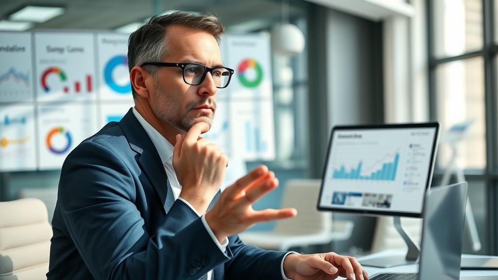 Marketing consultant troubleshooting conversion rates and diagnosing user intent issues with analytics